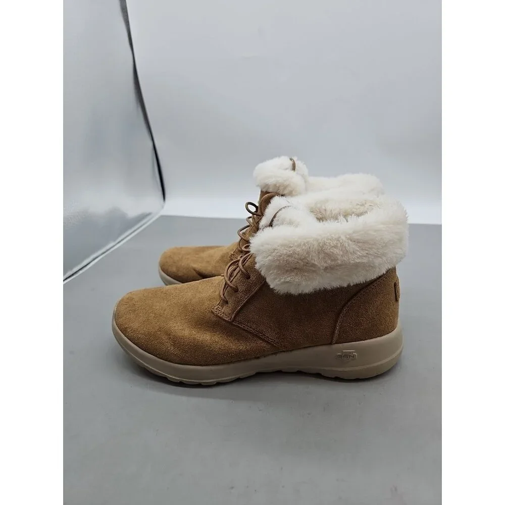 Skechers Air Cooled Goga Mat Tan Suede Leather‎ Fur Lined Chakka Boots Size 10 - Picture 2 of 7